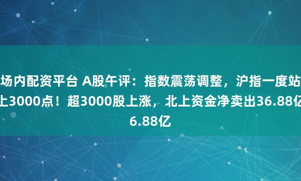 场内配资平台 A股午评：指数震荡调整，沪指一度站上3000点！超3000股上涨，北上资金净卖出36.88亿